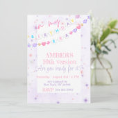 Invitation Pour mon anniversaire Era rose violet Pastel Anniv (Debout devant)