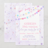 Invitation Pour mon anniversaire Era rose violet Pastel Anniv (Devant / Derrière)