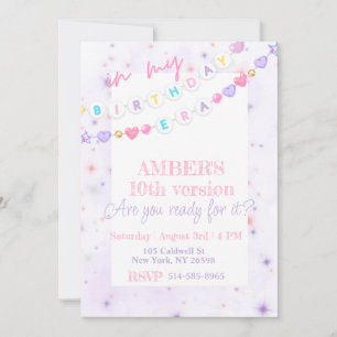 Invitation Pour mon anniversaire Era rose violet Pastel Anniv