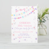 Invitation Pour mon anniversaire Era rose violet Pastel Anniv (Debout devant)