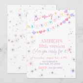 Invitation Pour mon anniversaire Era rose violet Pastel Anniv (Devant / Derrière)