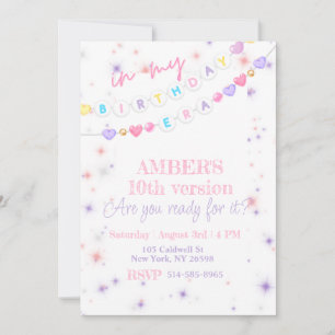 Invitation Pour mon anniversaire Era rose violet Pastel Anniv