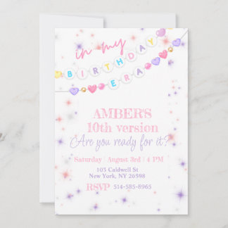 Invitation Pour mon anniversaire Era rose violet Pastel Anniv