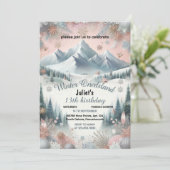 Invitation pour neige de fille bleue Winter Onederland 13e an (Debout devant)