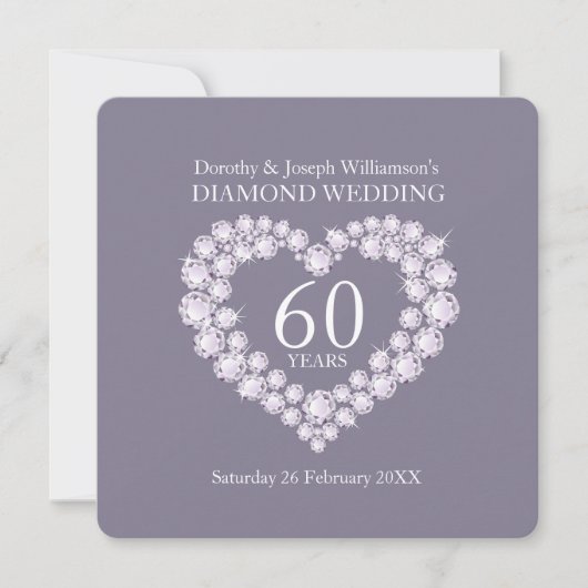 Invitation pour noces de diamant 60 ans en forme d (Devant)
