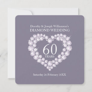 Invitation pour noces de diamant 60 ans en forme d