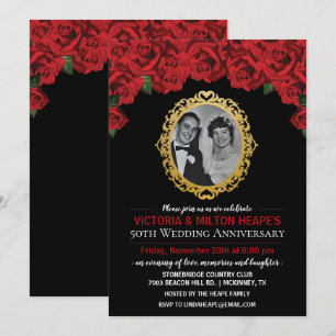 Invitation pour noces de roses - TOUTE ANNÉE