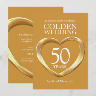 Invitation pour noces d'or cœur 50 ans fête en or