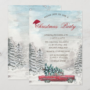 Invitation pour Noël avec un camion rouge et un pi