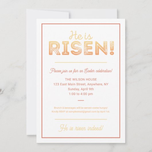 Invitation pour Pâques chrétien (Devant)