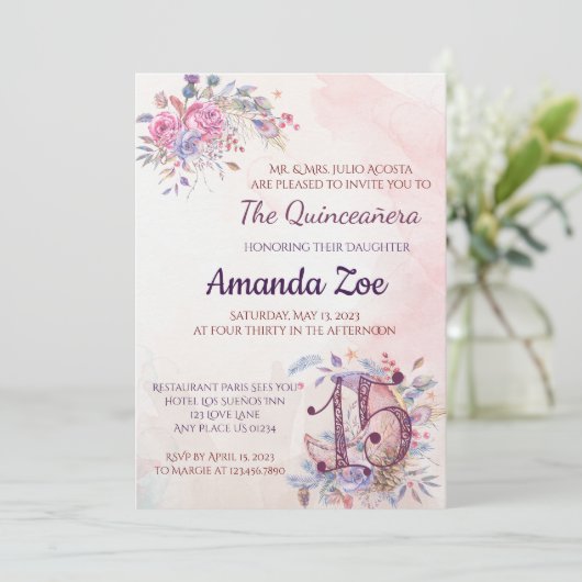 Invitation pour Quinceañera (Debout devant)
