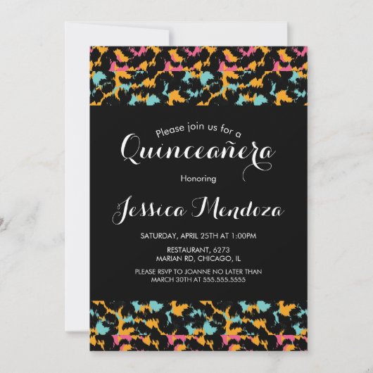 Invitation pour Quinceañera avec impression d'anim (Devant)