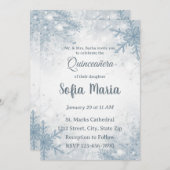Invitation pour Quinceañera d'hiver – Flocons de n (Devant / Derrière)