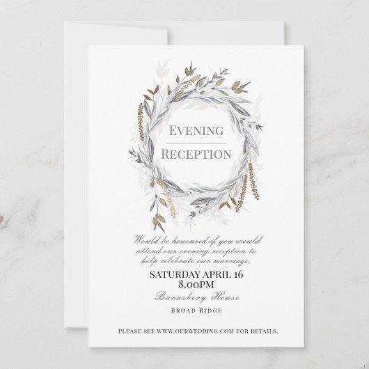 Invitation pour réception du soir pour mariage, Du (Devant)