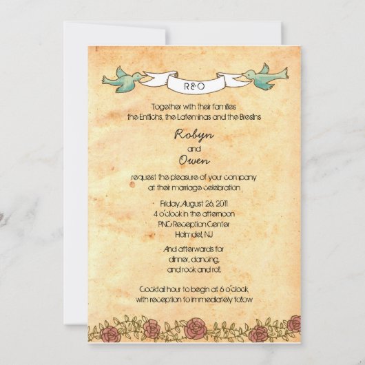 Invitation Pour Robyn & Owen : Rock 'n' Roll Mariage (Rose) (Dos)