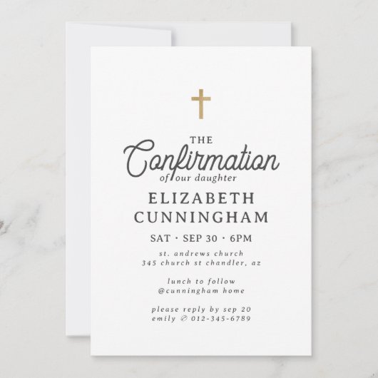 Invitation Pour Sa Simple Moderne Elegant Cross Confirmation (Devant)
