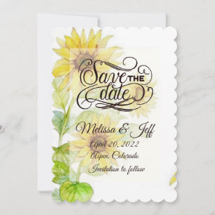 Invitation pour sauver la date avec des tournesols