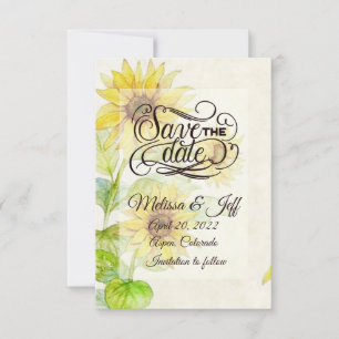 Invitation pour sauver la date avec des tournesols
