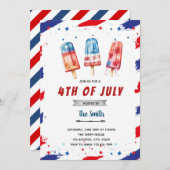 Invitation pour sucette glacée du 4 juillet (Devant / Derrière)