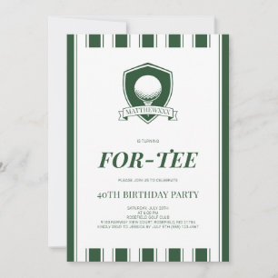 Invitation Pour-tee Elégant Vert Hommes Golf 40e Anniversaire