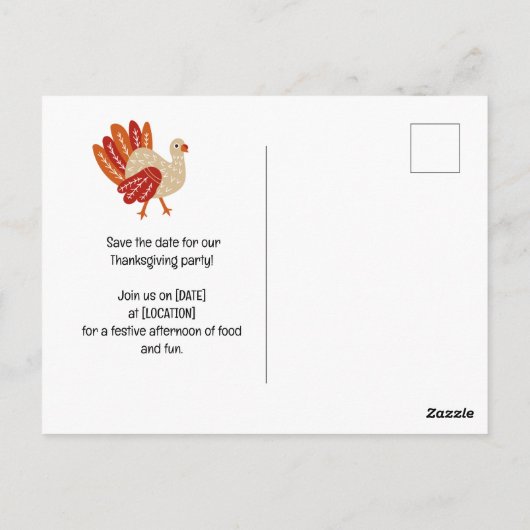 Invitation pour Thanksgiving avec dinde, réservez (Dos)