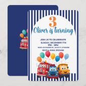 Invitation pour thème d'anniversaire avec camion r (Devant / Derrière)