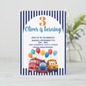 Invitation pour thème d'anniversaire avec camion r (Debout devant)