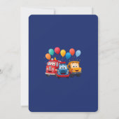 Invitation pour thème d'anniversaire avec camion r (Dos)