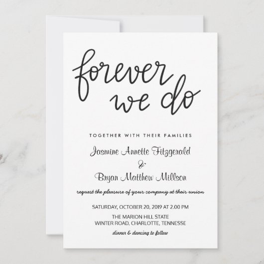 Invitation Pour toujours nous faisons manuscrit Script modern (Devant)