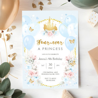 Invitation Pour toujours une princesse thème fille 4ème anniv