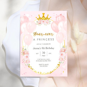 Invitation Pour toujours une princesse thème fille 4ème anniv