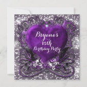 Invitation pour tout événement avec cœur violet et (Devant)