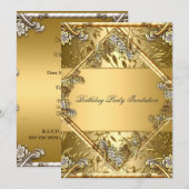 Invitation pour toute fête Or sur Or 2 (Devant / Derrière)