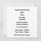 Invitation pour toutes occasions (Dos)