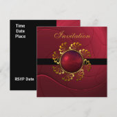 Invitation pour toutes occasions imprimé riche rou (Devant / Derrière)