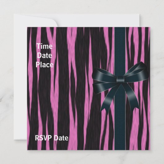 Invitation pour toutes occasions Noir Rose Ruban (Dos)