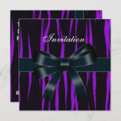 Invitation pour toutes occasions ruban noir violet (Devant / Derrière)