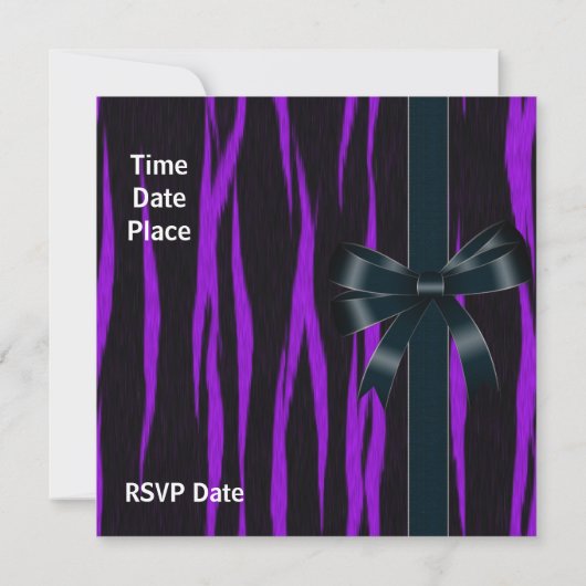 Invitation pour toutes occasions ruban noir violet (Dos)