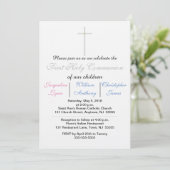 Invitation pour triplets de première communion ble (Debout devant)
