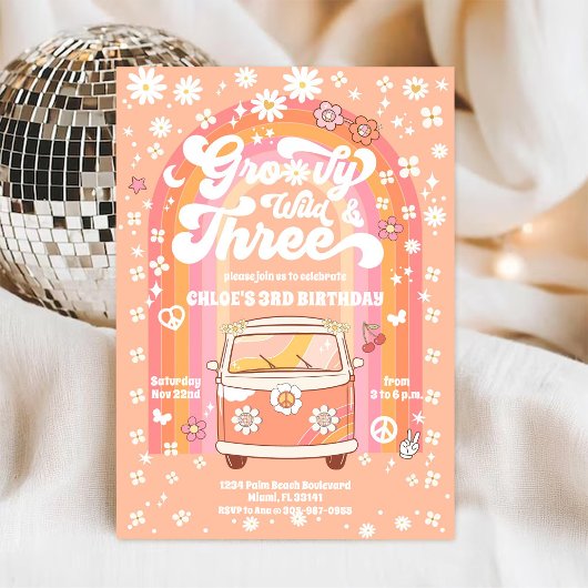 Invitation pour trois anniversaires Groovy Wild
