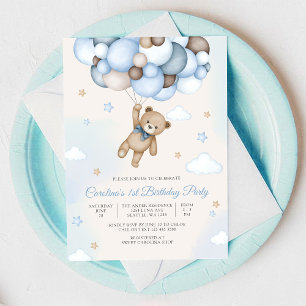Invitation pour un 1er anniversaire avec ballon en