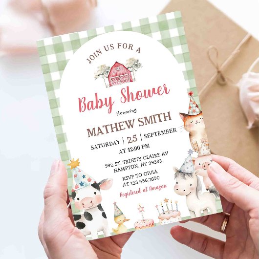 Invitation pour un 1er anniversaire avec des anima