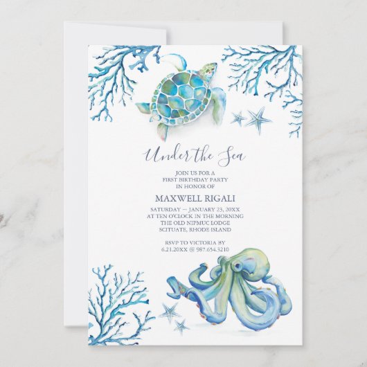 Invitation pour un 1er Anniversaire sur le thème d (Devant)