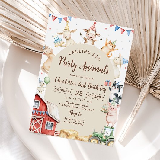 Invitation pour un 2e anniversaire avec des animau