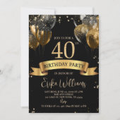 Invitation pour un 40e anniversaire : Balle noire (Devant)