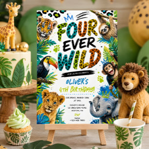 Invitation pour un 4e anniversaire Four Ever Wild 