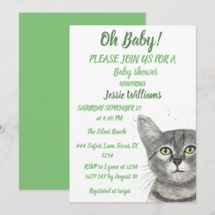 Invitation pour un adorable chaton, chat, bébé gar