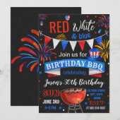 Invitation pour un anniversaire BBQ Rouge Blanc et (Devant / Derrière)