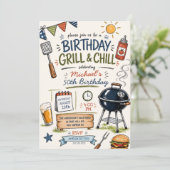 Invitation pour un anniversaire Grill & Chill BBQ (Debout devant)