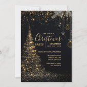 Invitation pour un arbre de Noël doré scintillant (Devant)